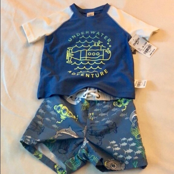 OshKosh B'gosh Swim New With Tags 92 Month Swimsuit Set For Boys